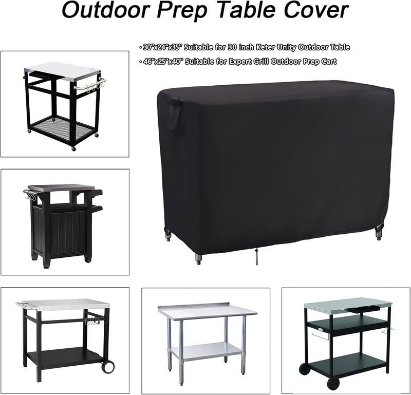 Kingling Grill Cart Cover, Waterproof Outdoor Prep Table Cover 46 Inch Stainless Steel Outdoor Patio Table Covers Rectangular for Metal Prep Cart Protection -46''L x 25''W x 40''H (Black) - Image 3